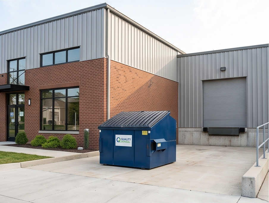 Commercial dumpster on site